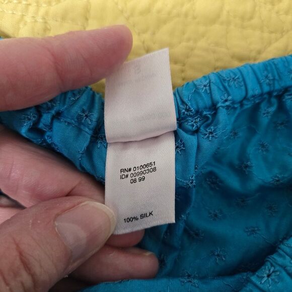 Vintage 90’s Victoria’s Secret PJ Set S Blue Floral Tank Micro Shorts Eyelet - Picture 9 of 9